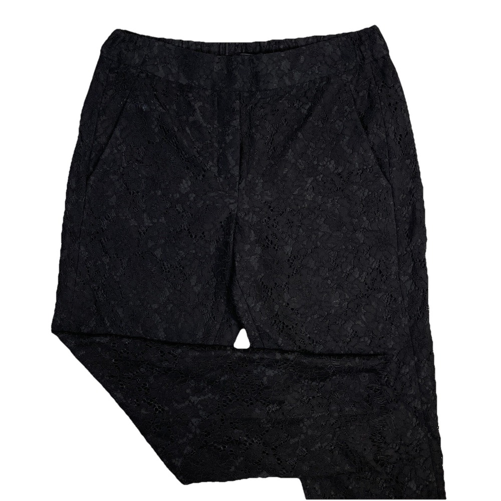 J. Crew Black Tag Easy Pant In Lace Leavers Dress Cropped Trousers Black Size 4